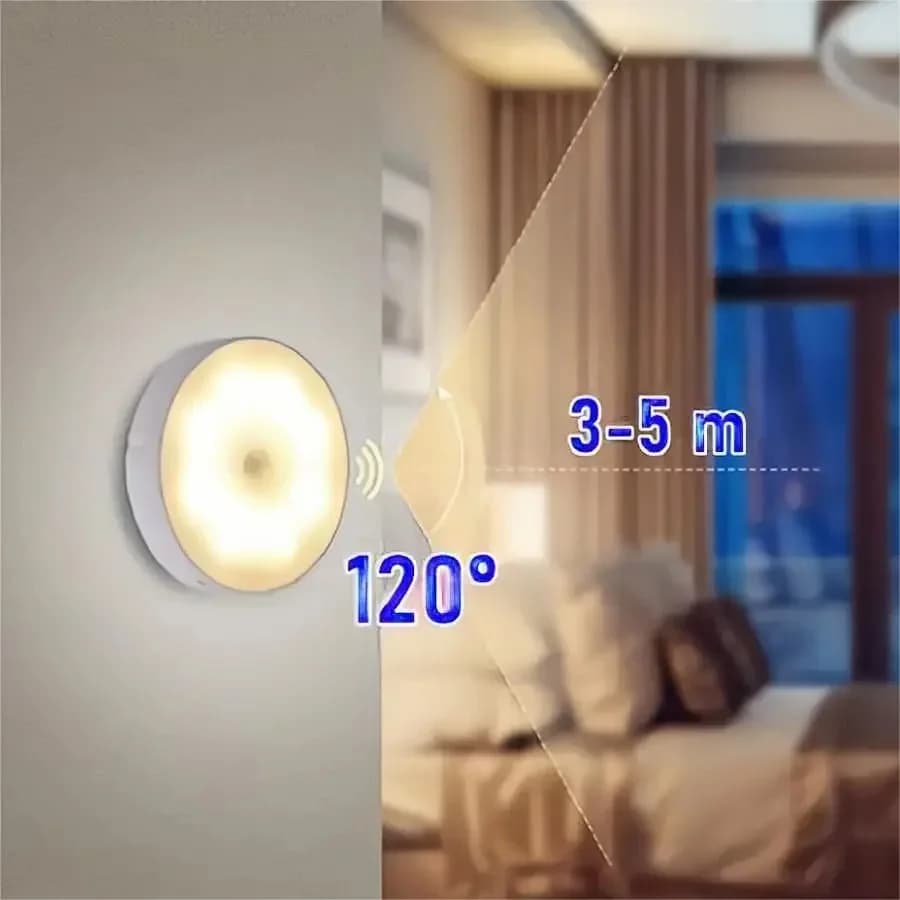 مصباح جانبي LED قابل للشحن بمستشعر حركة، أبيض