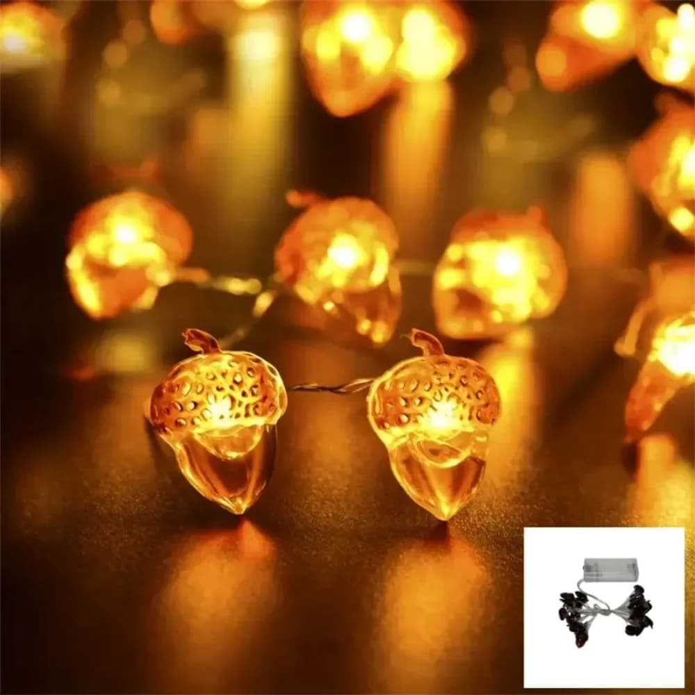 أضواء LED سلاسل على شكل بلوط مقاومة للماء لحصاد الخريف