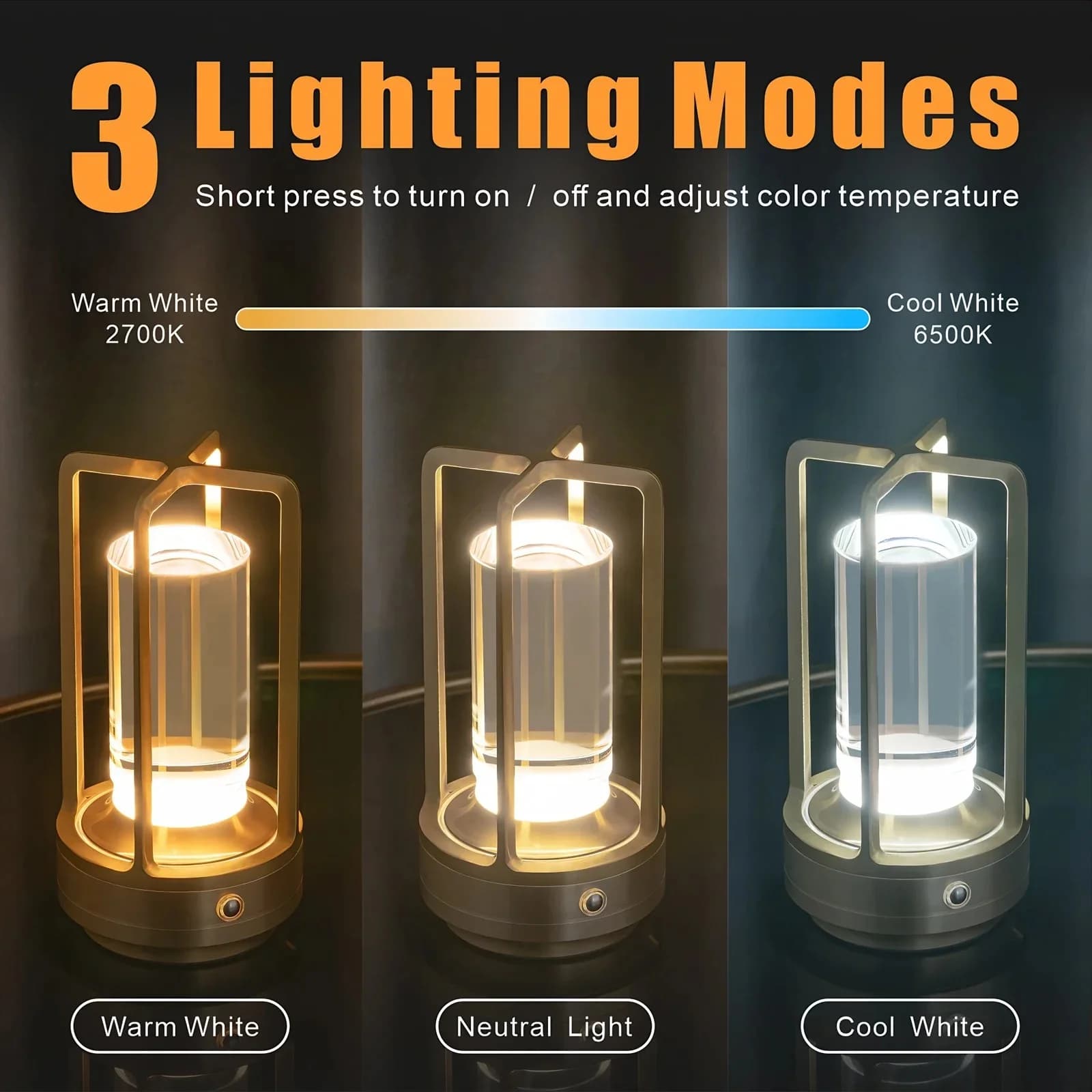 فانوس camping LED محمول قابل لإعادة الشحن، تحكم باللمس
