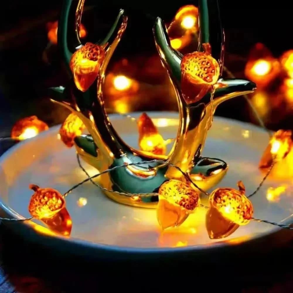 أضواء LED سلاسل على شكل بلوط مقاومة للماء لحصاد الخريف