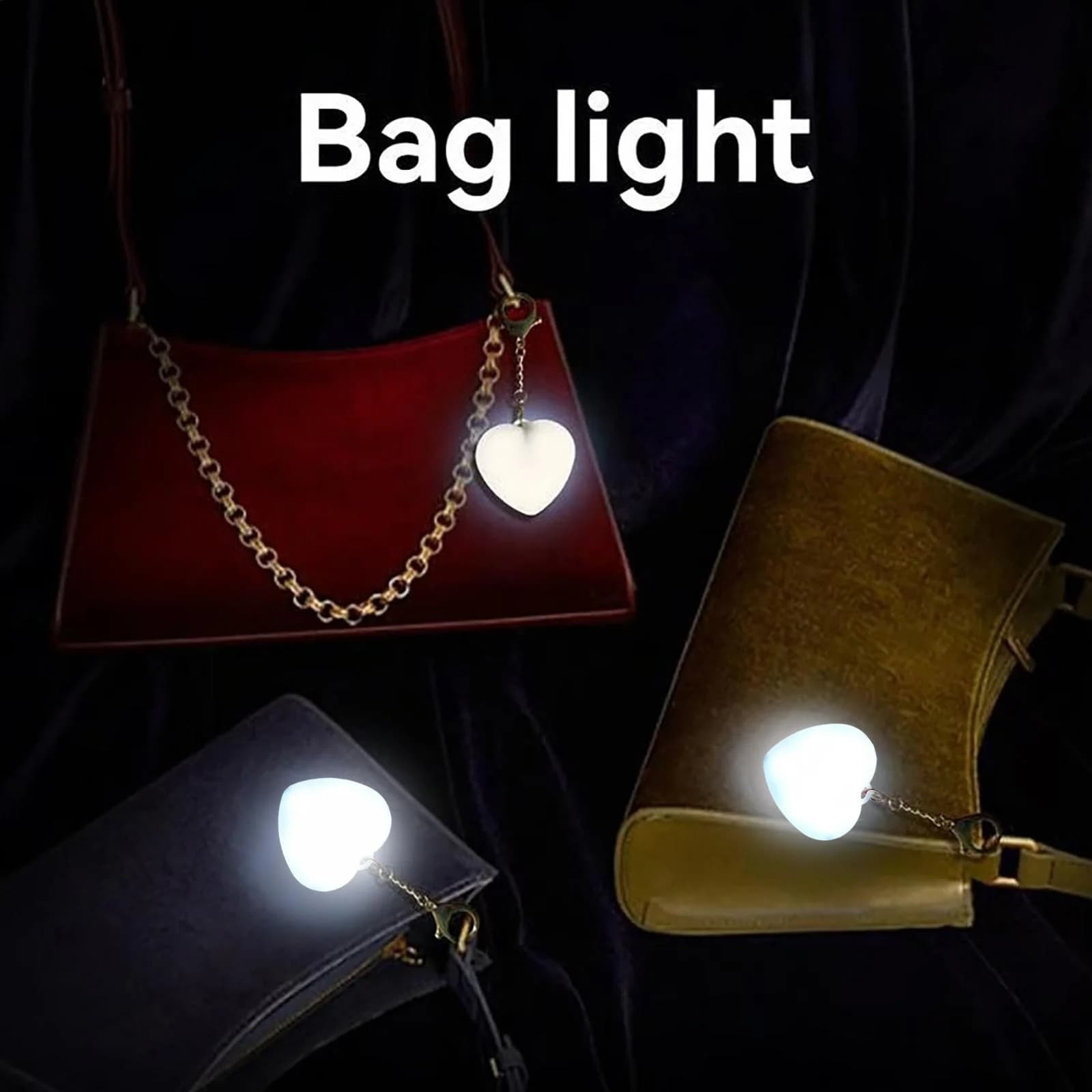 سلسلة مفاتيح بإضاءة ليلية LED قابلة للشحن بحساس لمس بشكل قلب