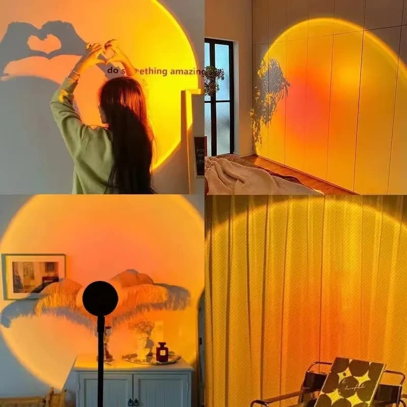 مصباح إسقاط غروب RGB صغير، إضاءة طاولة USB بأربعة ألوان