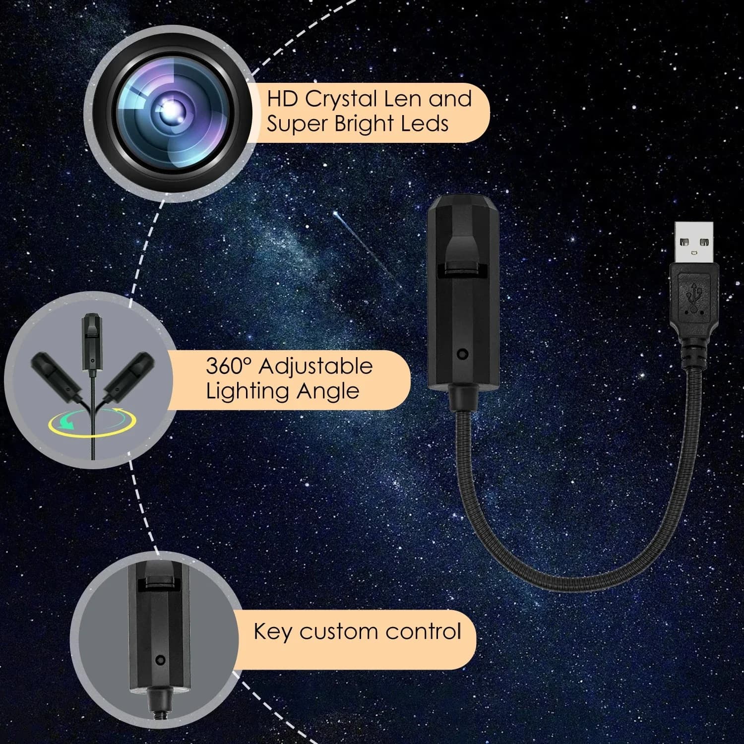 مصباح ليلي صغير USB يسقط أنماط سلسلة المحيط