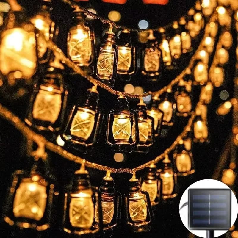 أضواء سلسلة LED بيضاء دافئة تعمل بالطاقة الشمسية للحديقة
