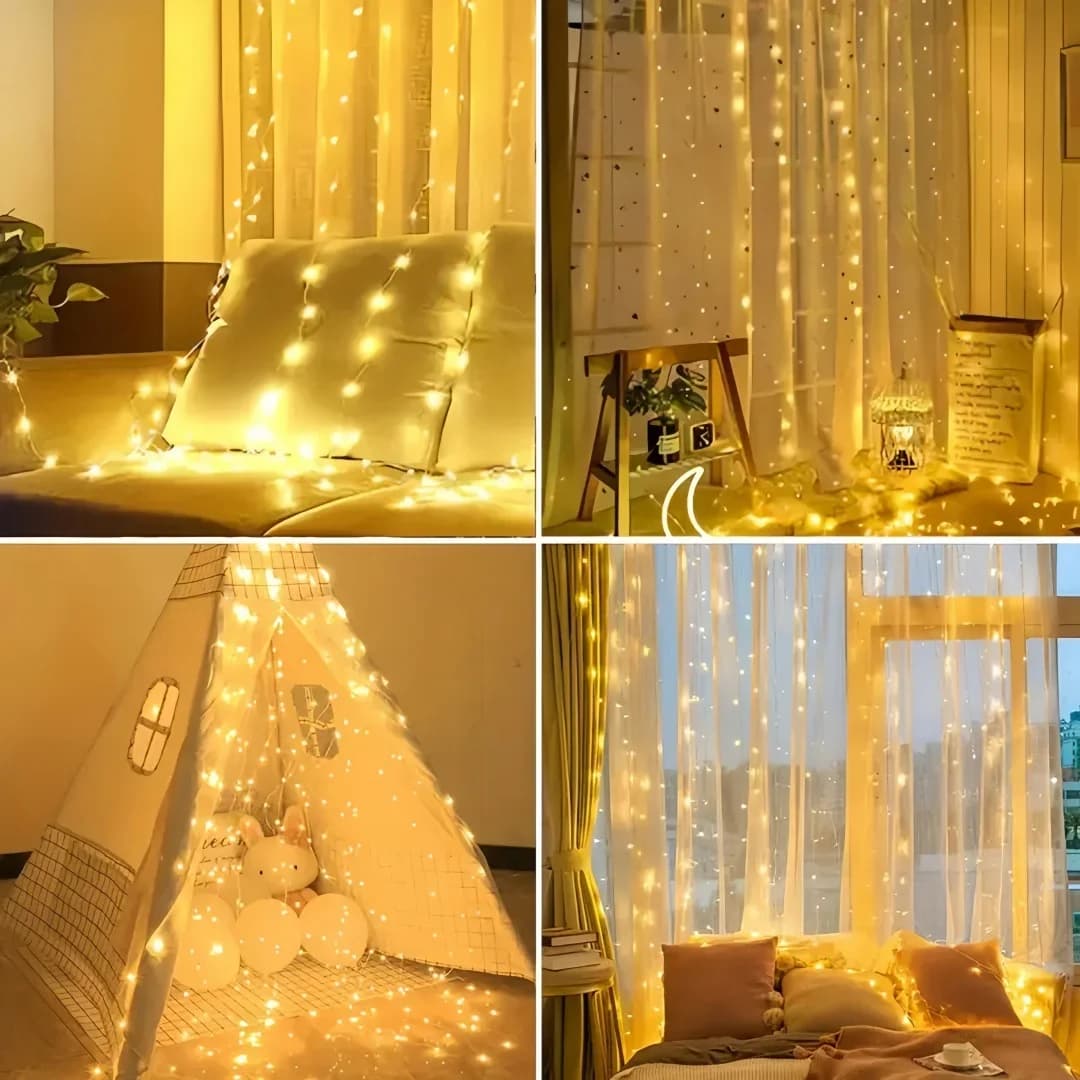 ستارة أسلاك نحاسية بإضاءة LED دافئة بيضاء