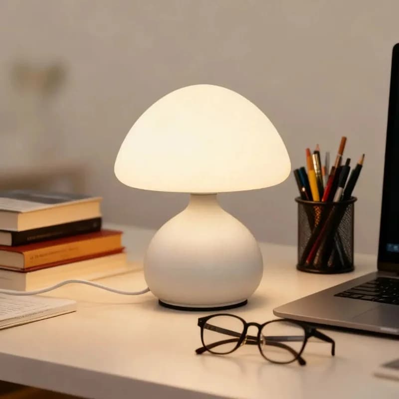 مصباح مكتب LED على شكل فطر بمنفذ USB، بثلاثة ألوان قابلة للتعديل