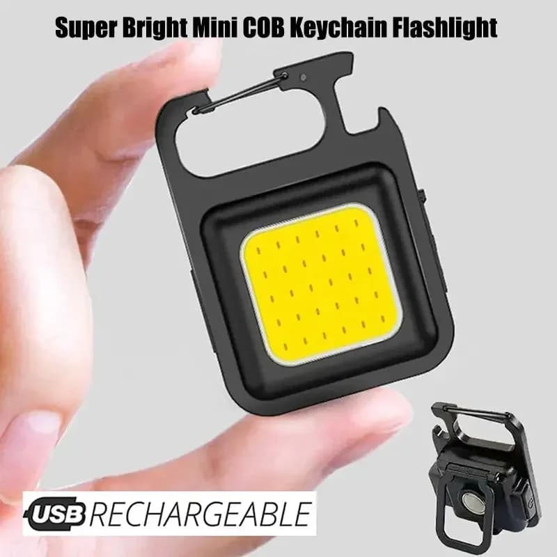 مصباح يدوي صغير قابل للشحن COB LED لمفتاح السيارة مع فتاحة زجاجات