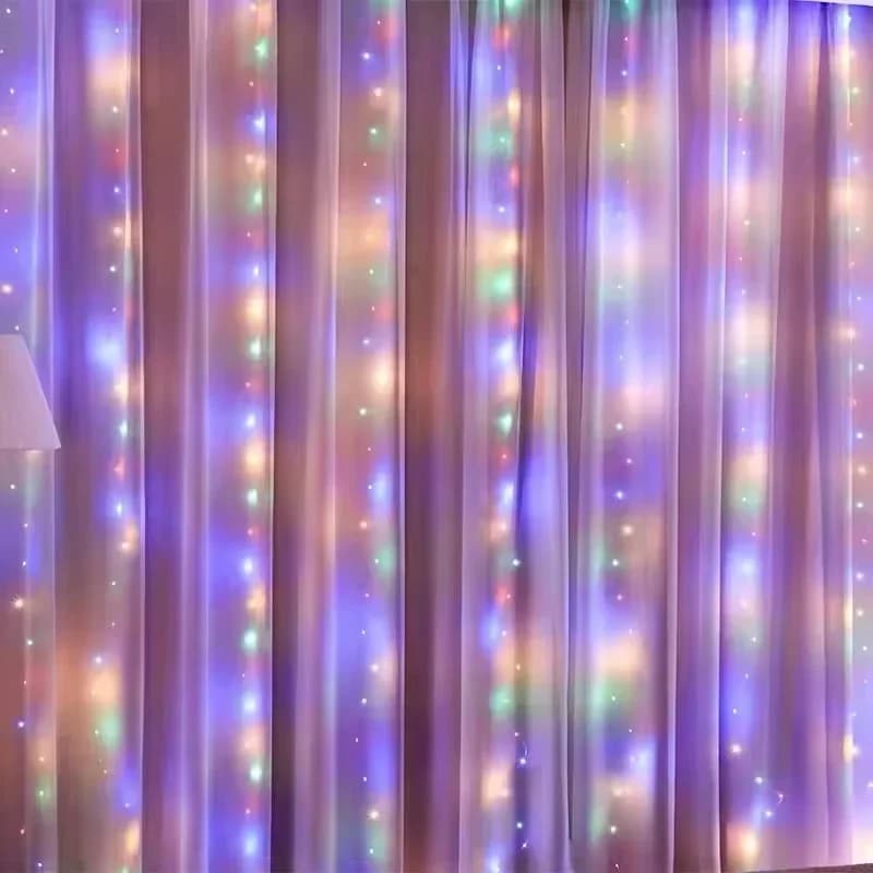 أضواء ستائر خرافية USB مع جهاز تحكم عن بعد، سلسلة LED بسلك نحاسي